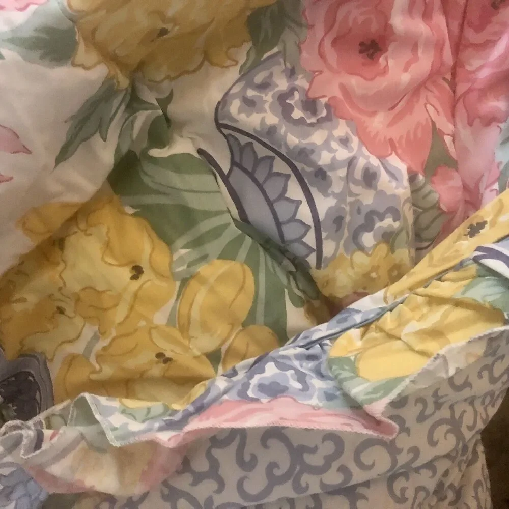 Lady Pepperell Vintage Twin Comforter Blue Ginger Jar Reversible Ruffled Rare